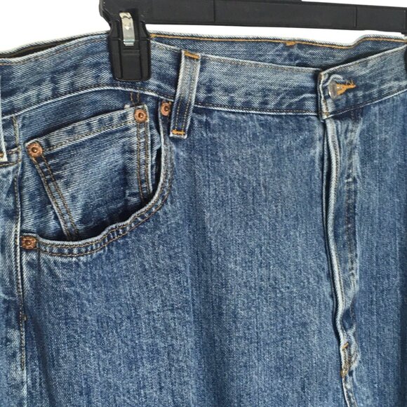 Levis 501 Jeans Mens 42x30 Blue Denim Straight Leg Button Fly Classic Fit - Picture 6 of 16